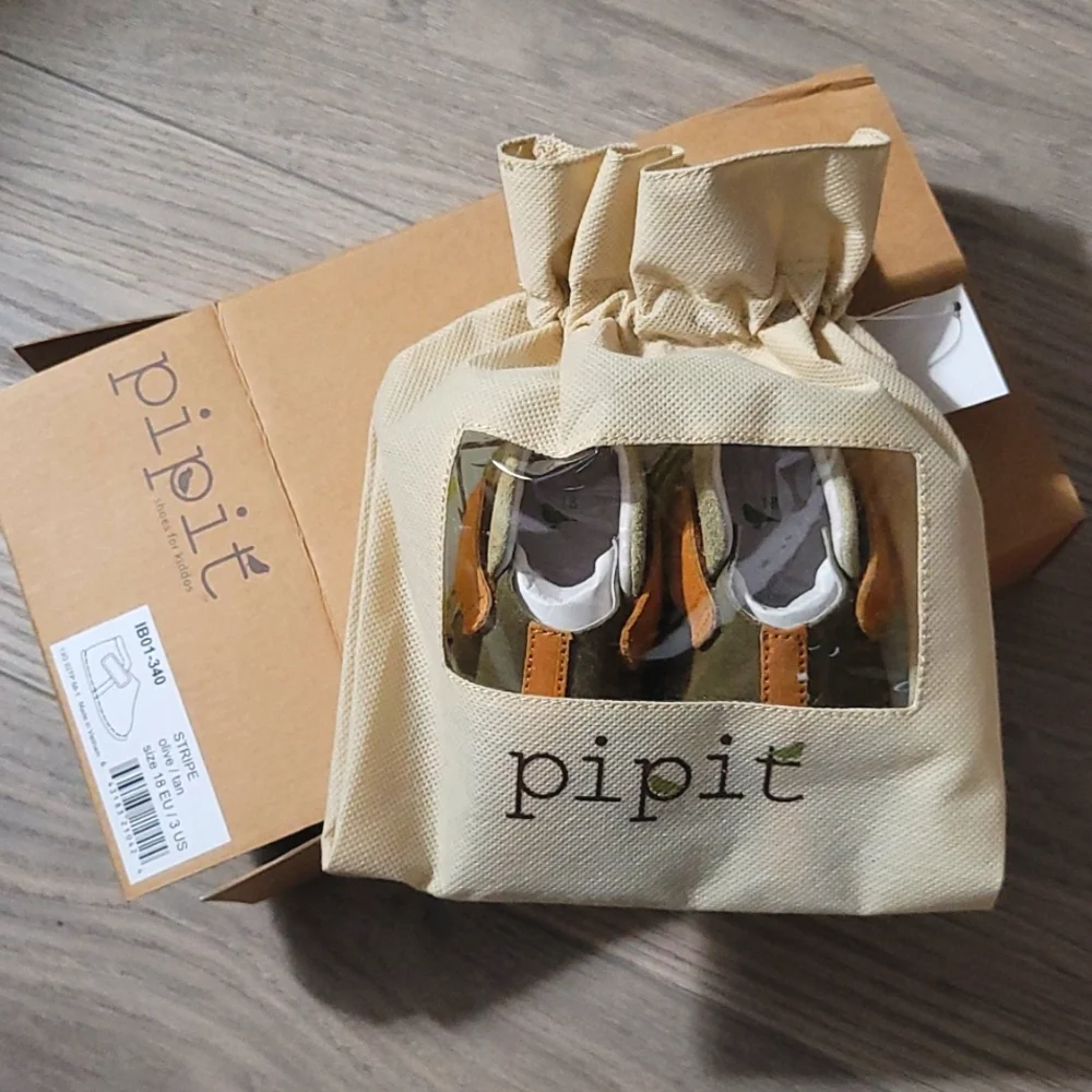 NWT Pipit Sky Tan/Beown & Olive Stripe Suede Bootie baby shoes NIB New in Box